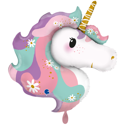 XXL Ballon – Hippie Unicorn Einhorn Folienballon 74x82 cm