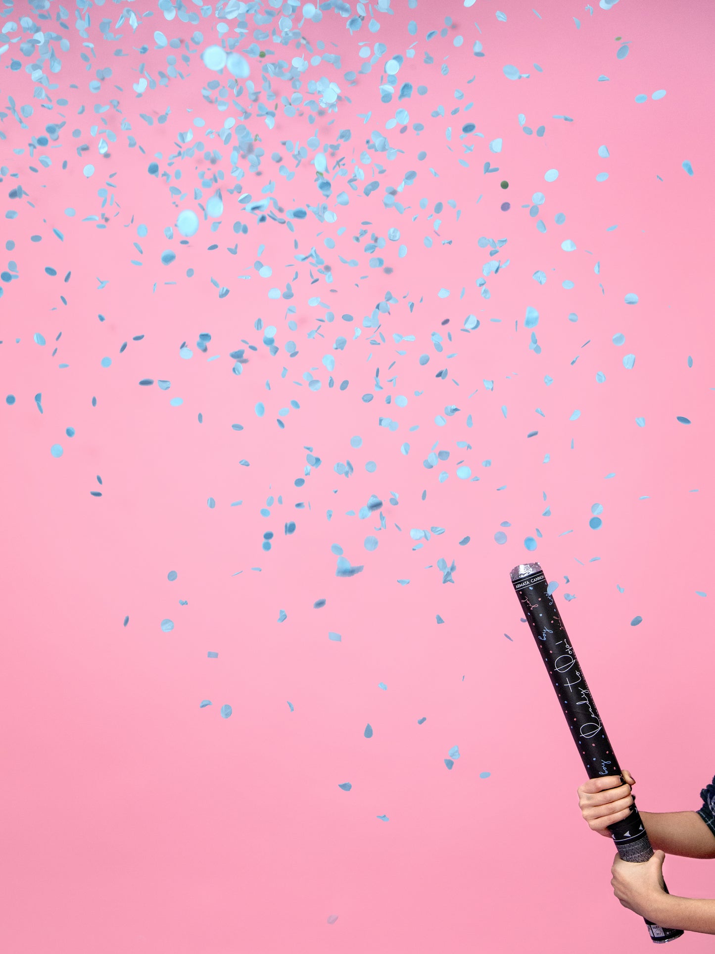 Konfettikanone „Ready to Pop“ – Gender Party, 60 cm, rosa oder blau, Papierkonfetti