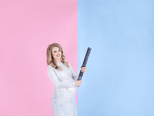 Konfettikanone „Ready to Pop“ – Gender Party, 60 cm, rosa oder blau, Papierkonfetti