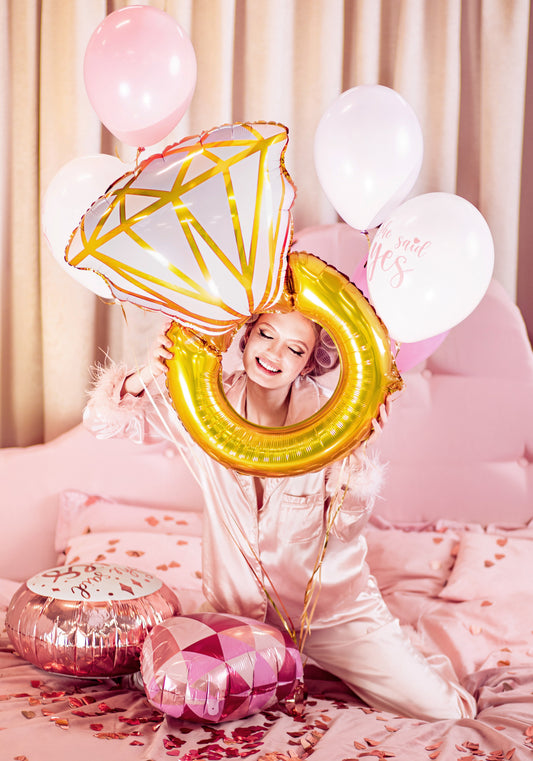 Luftballons-Set Ring – 6-teilig, Pastellmix & Folienring