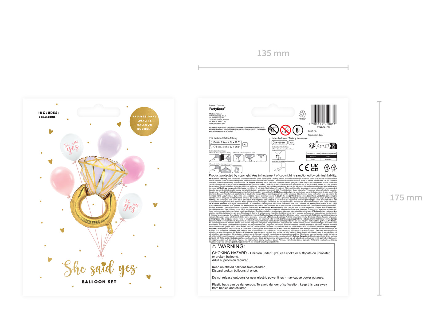 Luftballons-Set Ring – 6-teilig, Pastellmix & Folienring