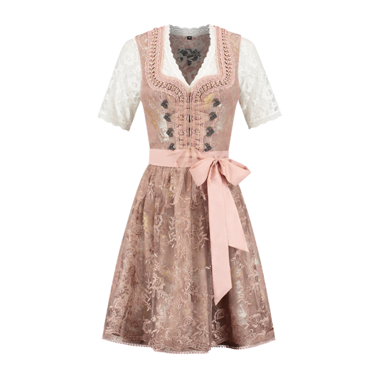 Antikrosa Dirndl 2-teilig mit zarter Spitzenschürze