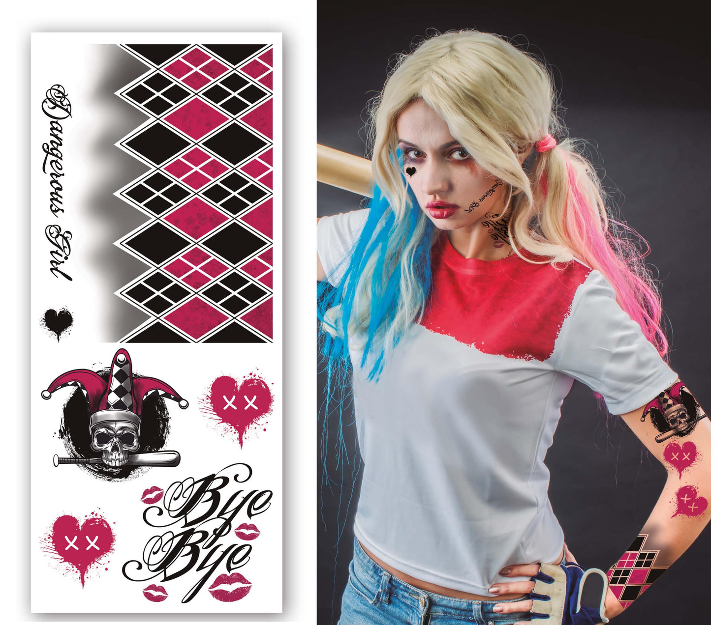 Harlekin Klebe-Tattoo – Für Gesicht & Körper