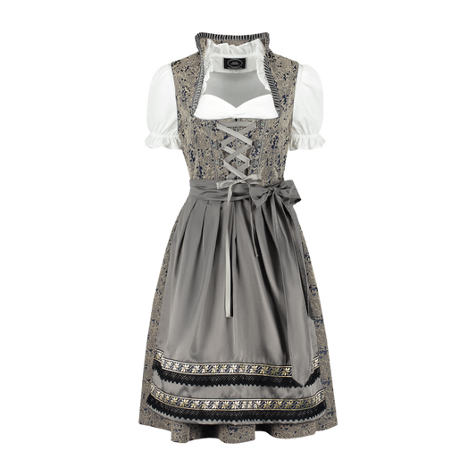 Landhausdirndl Exklusiv Taupe-Dunkelblau – 3-teilig