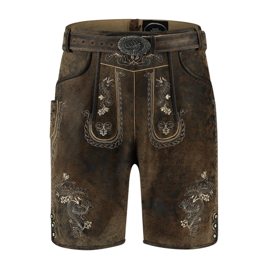 Kurze Lederhose Braun Antik mit Gürtel – Stylisch & Robust