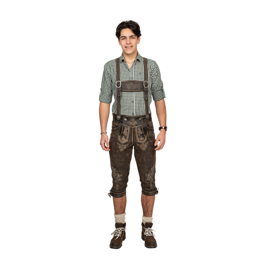 Lederhosen kniebund braun vintage look antik, mit H-Träger