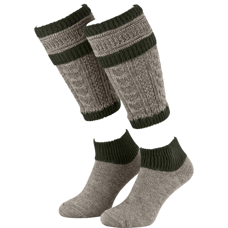 Loferl-Set 2-teilig – Wadenwärmer & Socken in grau/grün