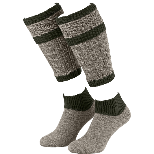 Loferl-Set 2-teilig – Wadenwärmer & Socken in grau/grün