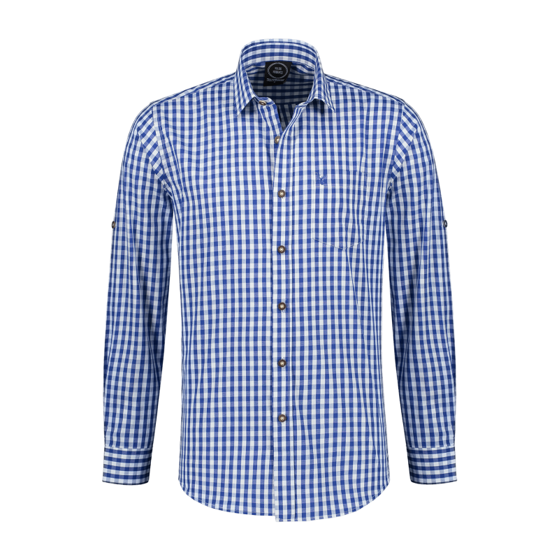 Trachtenhemd blau-weiß kariert Premium Cotton Blend