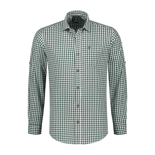 Trachtenhemd grün-weiß kariert Premium Cotton Blend