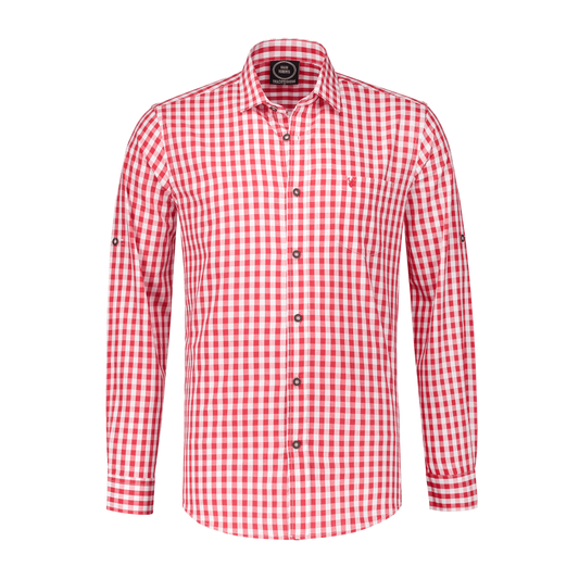Trachtenhemd rot-weiß kariert Premium Cotton Blend