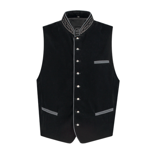 Trachtenweste Samt schwarz – Elegante Herrenweste für Trachtenoutfits